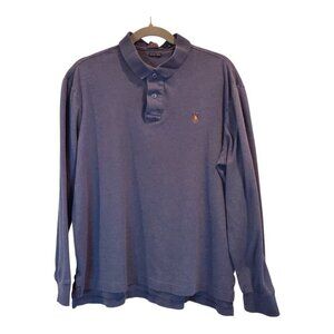 POLO RALPH LAUREN SZ XL Classic Blue Long Sleeved 100% Pima Cotton Polo Shirt